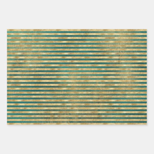 Blauwgroen groene Waterverf Gold kerstboom   Inpakpapier Vel (Voorkant 2)