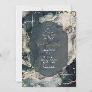 Blauwgroen groene Waterverf met gouden hemelbindin Kaart