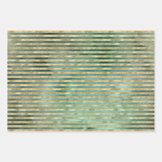  Blauwgroen groene Waterverf met gouden kerstbomen Inpakpapier Vel (Voorkant 2)