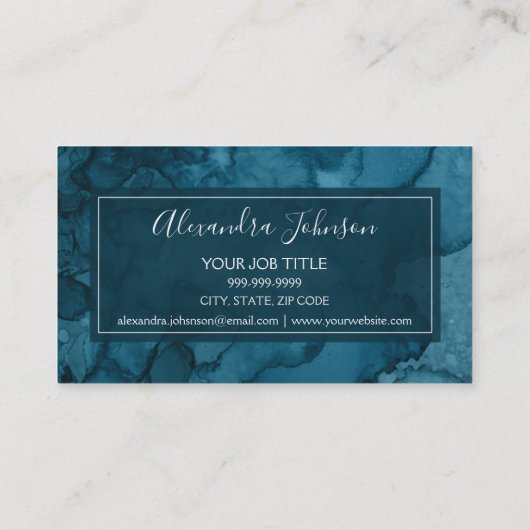 Blauwgroen groene Waterverf Moderne Abstracte Spla Visitekaartje (Achterkant)