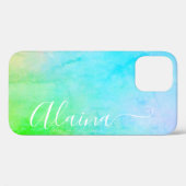 Blauwgroen Groene Waterverf Ombre Kleurverloop Sti Case-Mate iPhone Case (Achterkant (horizontaal))