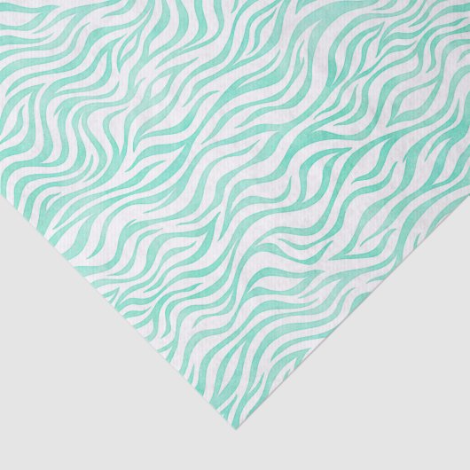 Blauwgroen groene Waterverf Zebra afdrukken Tissuepapier (Detail)