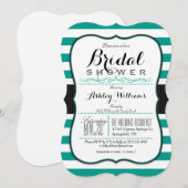 Blauwgroen groene & witte strepen; Elegant Vrijgez Kaart (Voorkant / Achterkant)