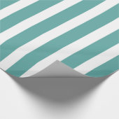 Blauwgroen Groene Witte Strepen Verjaardag Cadeaupapier (Hoek)