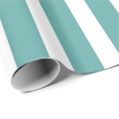 Blauwgroen Groene Witte Strepen Verjaardag Cadeaupapier (Rol Hoek)
