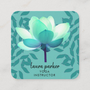 Blauwgroen groene Yoga Instructor Lotus Flower Wat Vierkante Visitekaartje