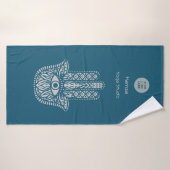 Blauwgroen Groene Yoga Studio Hamsa  Badhanddoek (Badhanddoek)