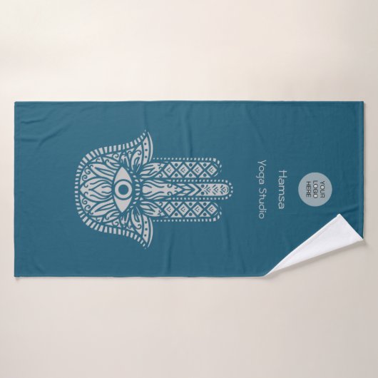 Blauwgroen Groene Yoga Studio Hamsa  Badhanddoek (Badhanddoek)