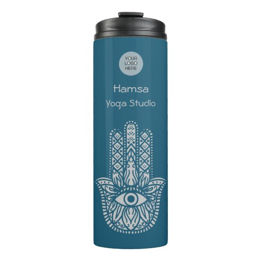 Blauwgroen Groene Yoga Studio Hamsa  Thermosbeker (Voorkant)