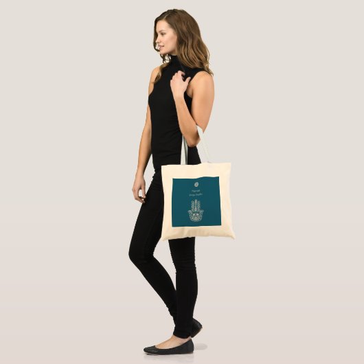 Blauwgroen Groene Yoga Studio Hamsa  Tote Bag (Voorkant (model))