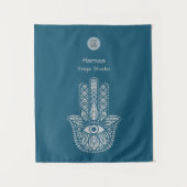 Blauwgroen Groene Yoga Studio Hamsa  Wandkleed (Voorkant)