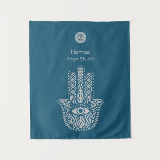 Blauwgroen Groene Yoga Studio Hamsa  Wandkleed (Voorkant)