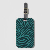 Blauwgroen groene Zebra Animal Print Bagagelabel (Voorkant (verticaal))