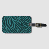 Blauwgroen groene Zebra Animal Print Bagagelabel (Voorkant (horizontaal))
