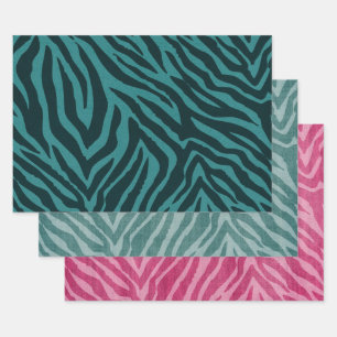 Blauwgroen groene Zebra Animal Print Inpakpapier Vel