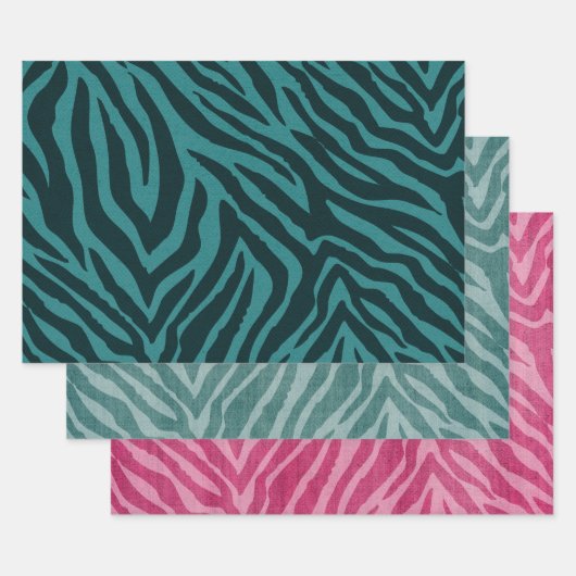 Blauwgroen groene Zebra Animal Print Inpakpapier Vel (Set)