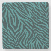 Blauwgroen groene Zebra Animal Print Stenen Onderzetter (Voorkant)