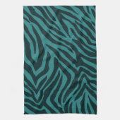 Blauwgroen groene Zebra Animal Print Theedoek (Verticaal)