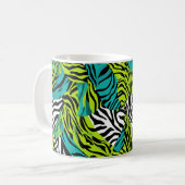 Blauwgroen Groene Zebra Strepen Dierenprint Koffiemok (Voorkant links)
