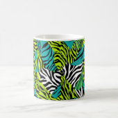 Blauwgroen Groene Zebra Strepen Dierenprint Koffiemok (Center)