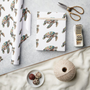 Blauwgroen Groene Zeeen Schildpad Cadeaupapier