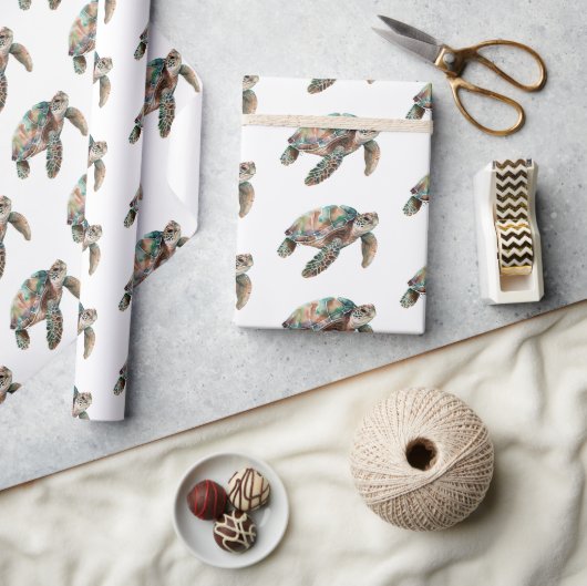 Blauwgroen Groene Zeeen Schildpad Cadeaupapier (Crafts)