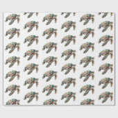 Blauwgroen Groene Zeeen Schildpad Cadeaupapier (Vlak)