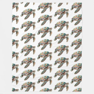 Blauwgroen Groene Zeeen Schildpad Fleece Deken