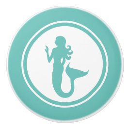 Blauwgroen groene zeemeermin keramische knobbel knop