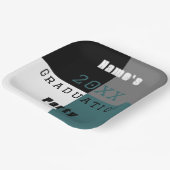 Blauwgroen groene zwarte en witte aangepast gradua papieren bordje (Gebogen)