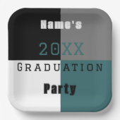 Blauwgroen groene zwarte en witte aangepast gradua papieren bordje (Voorkant)