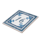 Blauwgroen groot huisnummer tegeltje (Zijkant)