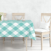 Blauwgroen grootschalig gingham tafelkleed