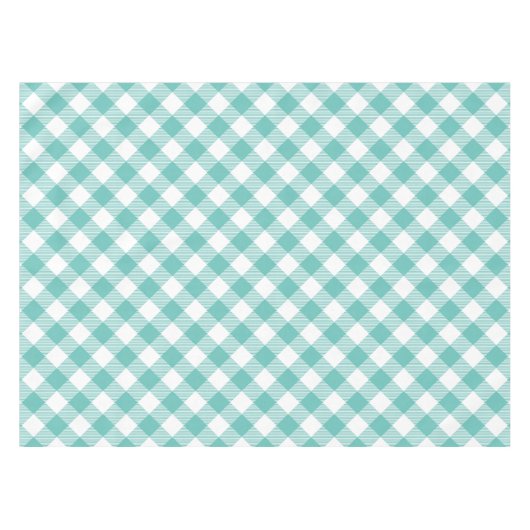 Blauwgroen grootschalig gingham tafelkleed (Voorkant (Horizontaal))