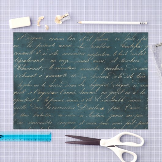 Blauwgroen Grunge  Calligrafie Tissuepapier (Craft)