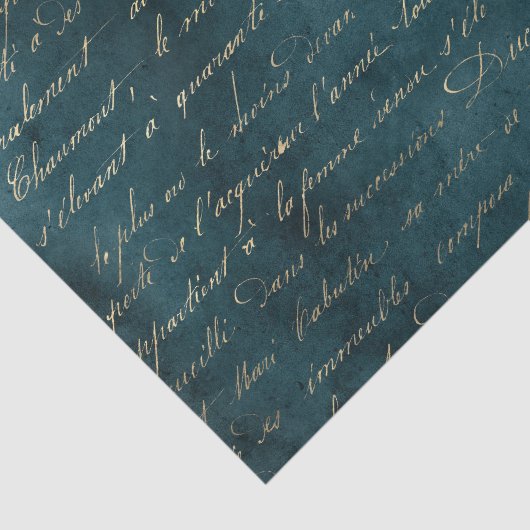 Blauwgroen Grunge  Calligrafie Tissuepapier (Detail)