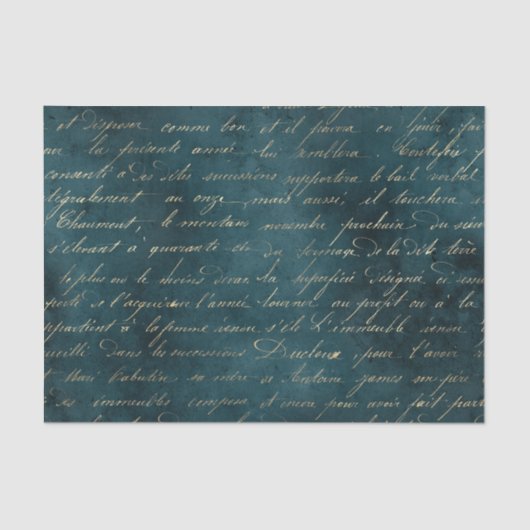 Blauwgroen Grunge  Calligrafie Tissuepapier (Voorkant)