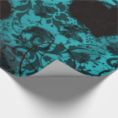 Blauwgroen Grunge Damask Valentijn Cadeaupapier (Hoek)