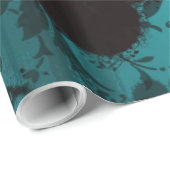 Blauwgroen Grunge Damask Valentijn Cadeaupapier (Rol Hoek)