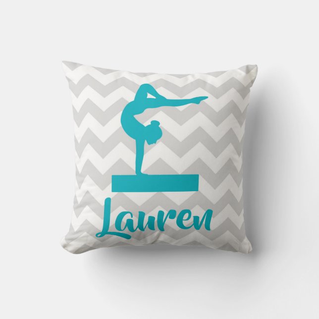 Blauwgroen Gymnastiek Sierkussen (Voorkant)