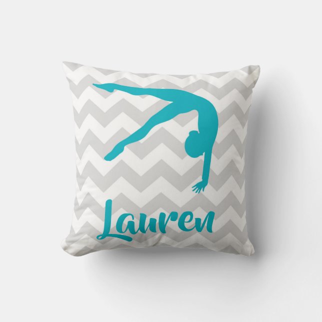 Blauwgroen Gymnastiek Sierkussen (Voorkant)