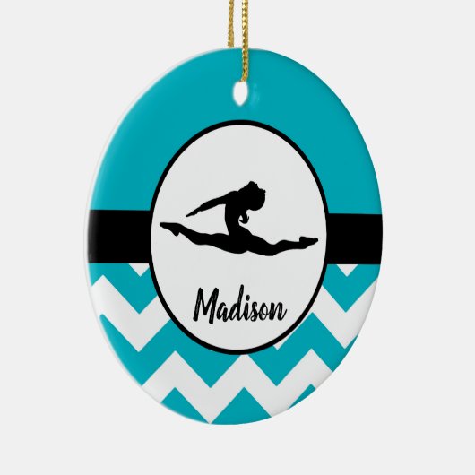 Blauwgroen gymnastiekornament keramisch ornament (Rechts)