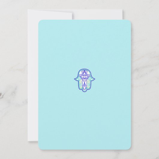 Blauwgroen Hamsa geometrische bruiloft uitnodiging (Achterkant)