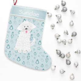 Blauwgroen Hand getrokken Bauble Maltese Dog·Custo Kleine Kerstsok