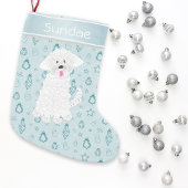 Blauwgroen Hand getrokken Bauble Maltese Dog·Custo Kleine Kerstsok
