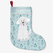 Blauwgroen Hand getrokken Bauble Maltese Dog·Custo Kleine Kerstsok (Voorkant)