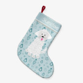 Blauwgroen Hand getrokken Bauble Maltese Dog·Custo Kleine Kerstsok (Voorkant (Hangend))