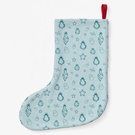 Blauwgroen Hand getrokken Bauble Maltese Dog·Custo Kleine Kerstsok (Achterkant)