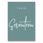 Blauwgroen-hand Scripted Table SEVENTEEN Kaart (Achterkant)