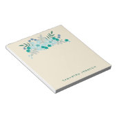 Blauwgroen handgemaakte bloemen, aangepast notitieblok (Schuin)